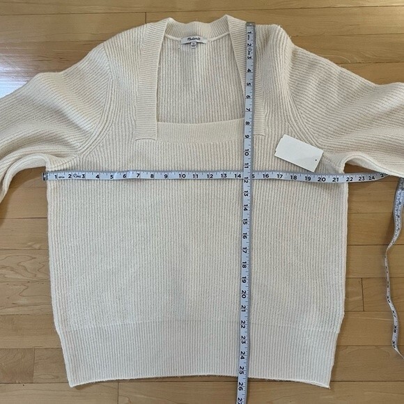 Madewell Melwood Square Neck Coziest Yarn Pullover Sweater Antique Cream XL - Picture 8 of 12